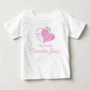 T-shirt Pour Bébé Nom personnalisé Coeurs roses de la nièce préf