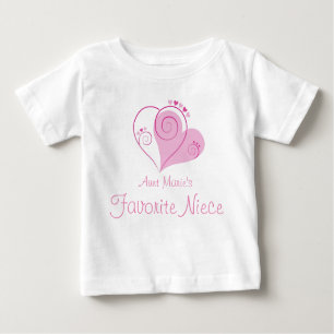 T-shirt Pour Bébé Nom personnalisé Coeurs roses de la nièce préférée