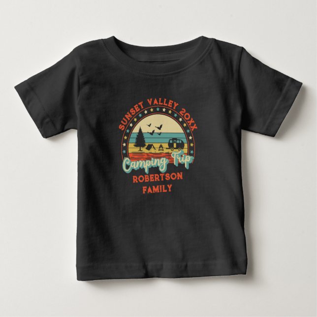 T-shirt Pour Bébé Nom personnalisé Date Lieu Correspondant Famille C (Devant)
