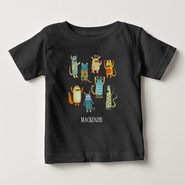 T-shirt Pour Bébé Nom personnalisé de la famille Monster (Devant)