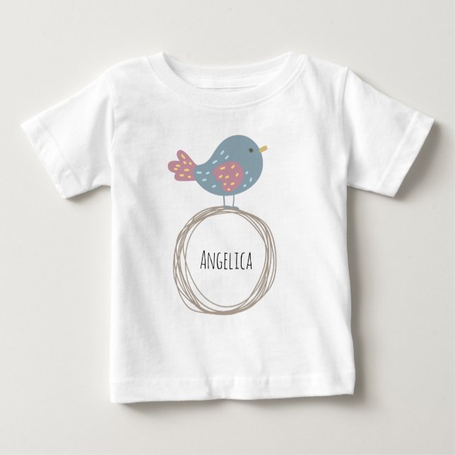T-shirt Pour Bébé Nom personnalisé de l'oiseau mignon (Devant)