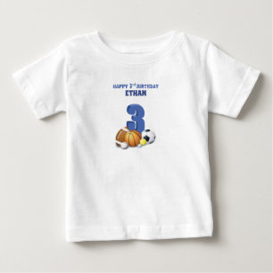 T-shirt Pour Bébé Nom personnalisé garçon 3e anniversaire ballons de