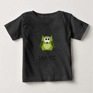 T-shirt Pour Bébé Nom personnalisé / hibou vert personnalisé