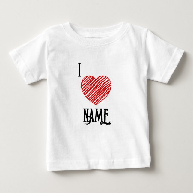 T-shirt Pour Bébé Nom personnalisé I ♥ (Devant)