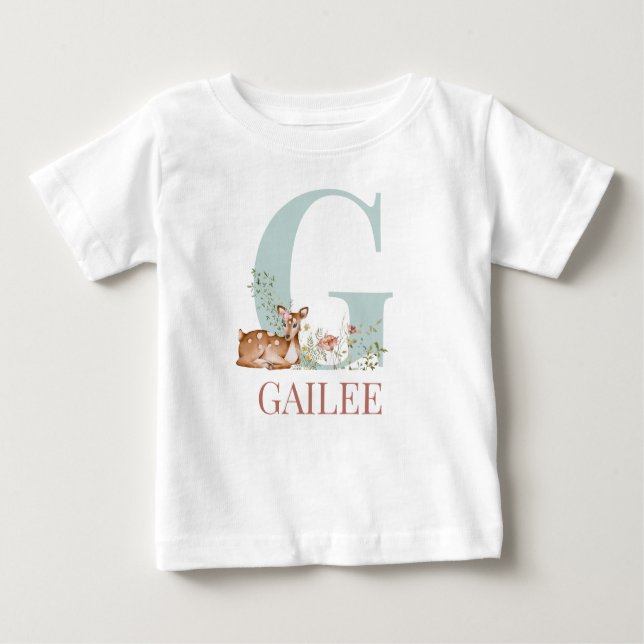 T-shirt Pour Bébé Nom personnalisé Lettre initiale G (Devant)