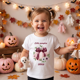 T-shirt Pour Bébé Nom personnalisé Petite citrouille aquarelle flora