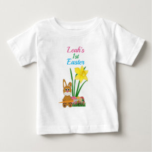 T-shirt Pour Bébé Nom personnalisé Première Pâques avec lapin lapin