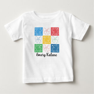 T-shirt Pour Bébé Nom personnalisé Rétro à carreaux Sensibilisation 
