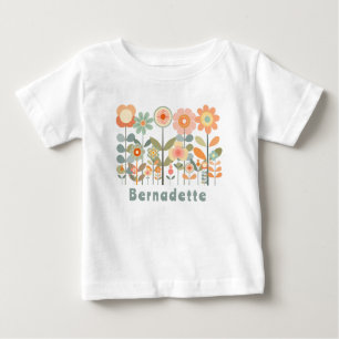 T-shirt Pour Bébé Nom personnalisé Retro Vintage Fleur sauvage Flora