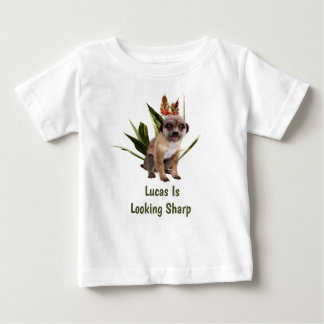 T-shirt Pour Bébé Nom personnalisé Suricate à l'air élégant