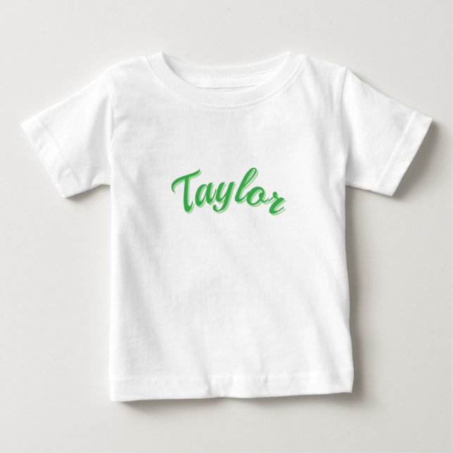 T-shirt Pour Bébé Nom Taylor en vert, (Devant)