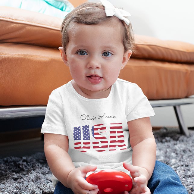T-shirt Pour Bébé Nom USA, Nouveau-né à 24mos Fine Jersey (Créateur téléchargé)