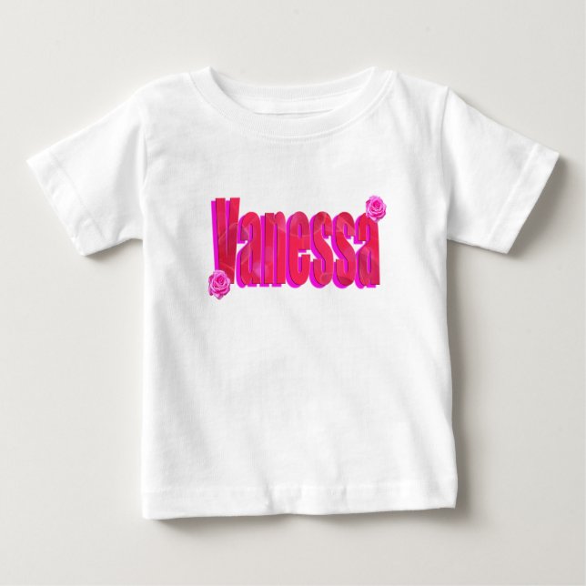 T-shirt Pour Bébé Nom Vanessa rose, (Devant)