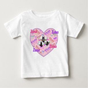 T-shirt Pour Bébé Nom Zena Avec Chevaux Et Papillons,