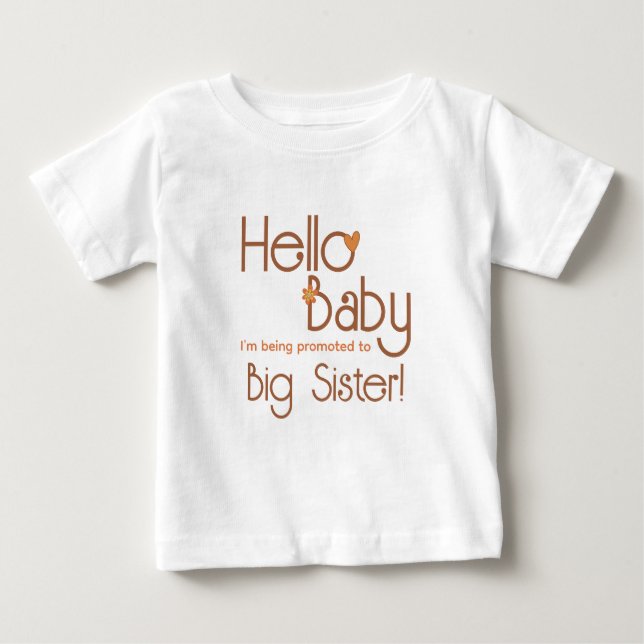 T-shirt Pour Bébé Nommée Grande Sœur Hello Baby Rétro (Devant)