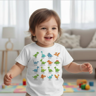 T-shirt Pour Bébé Noms de dinosaures mignons Éducatif