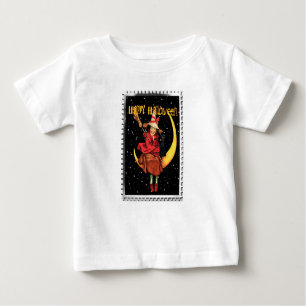 T-shirt Pour Bébé Nostalgale Halloween Bonne sorcière et son chat