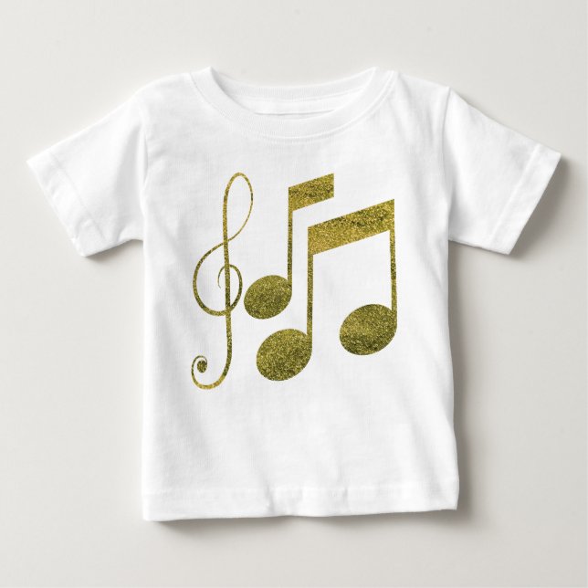 T-shirt Pour Bébé Notes de musique dorée (Devant)