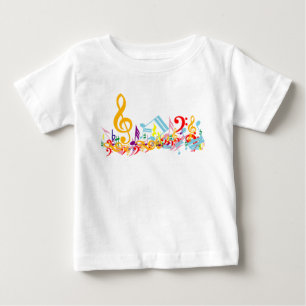 T-shirt Pour Bébé Notes musicales brouillées colorées