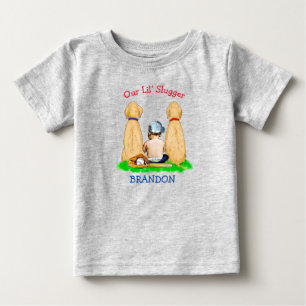 T-shirt Pour Bébé Notre Petit Batteur Personnalisé Thème de Baseball