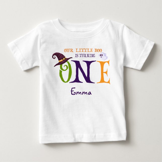 T-shirt Pour Bébé Notre Petit Boo Turner Un, Halloween 1er Anniversa (Devant)