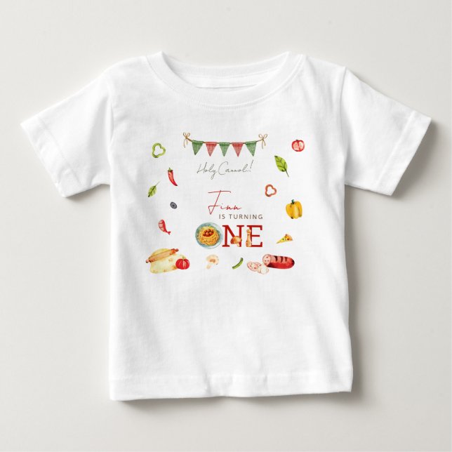 T-shirt Pour Bébé Notre Petit Boulet de Viande 1er Anniversaire (Devant)