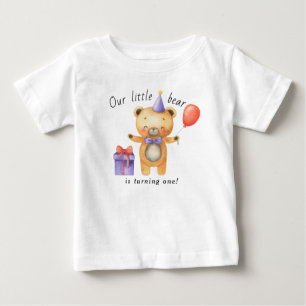 T-shirt Pour Bébé Notre petit ours fête son premier anniversaire