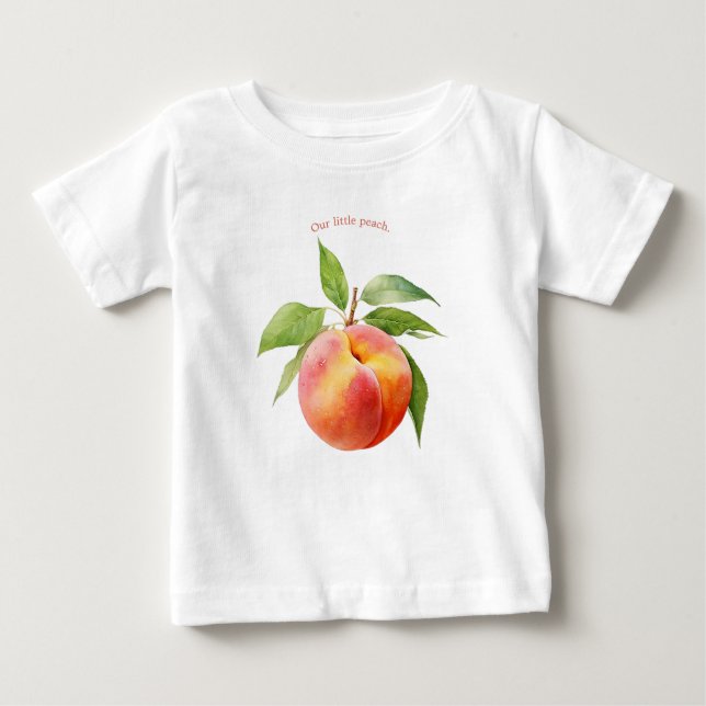 T-shirt Pour Bébé Notre petit pêche à l'aquarelle (Devant)