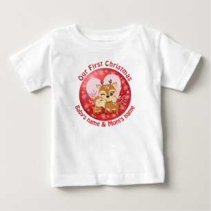T-shirt Pour Bébé Notre premier Noël Ensemble de rennes mignons