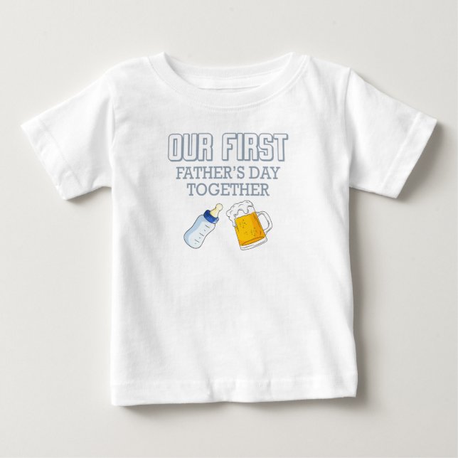 T-shirt Pour Bébé Notre Première Fête des pères Ensemble 👨 ‍ 👶 ❤️ (Devant)