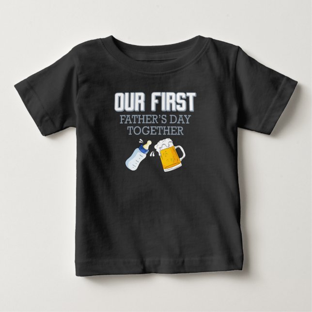 T-shirt Pour Bébé Notre Première Fête des pères Ensemble 👨 ‍ 👶 ❤️ (Devant)
