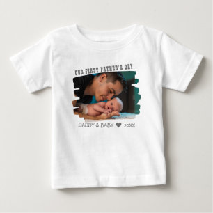T-shirt Pour Bébé Notre première Fête des pères Nouveau Photo Pap