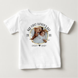 T-shirt Pour Bébé Notre première Fête des pères Nouveau Photo Papa E
