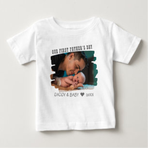 T-shirt Pour Bébé Notre première Fête des pères Nouveau Photo Papa E