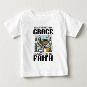T-shirt Pour Bébé Nourri par la Grâce, Soutenu par la Foi Design