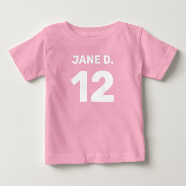 T-shirt Pour Bébé Nourrisson rose personnalisable (motif avant et ar (Devant)