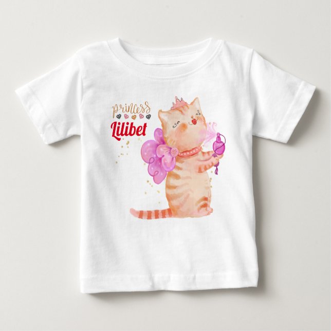 T-shirt Pour Bébé Nouveau bébé Princesse Lilibet Cute Kitten Nommé B (Devant)