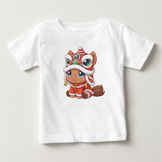 T-shirt Pour Bébé Nouvel An Chinois Cheval 2026 (Devant)