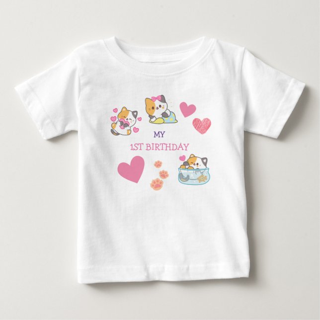 T-shirt Pour Bébé Nouvel anniversaire de petite fille mignonne (Devant)
