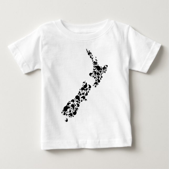 T-shirt Pour Bébé NOUVELLE-ZÉLANDE - plein de kiwis - noir (Devant)