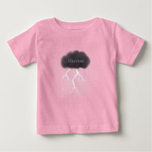 T-shirt Pour Bébé Nuage Tonnerre de Jour de Pluie Avec Rose Nom de B