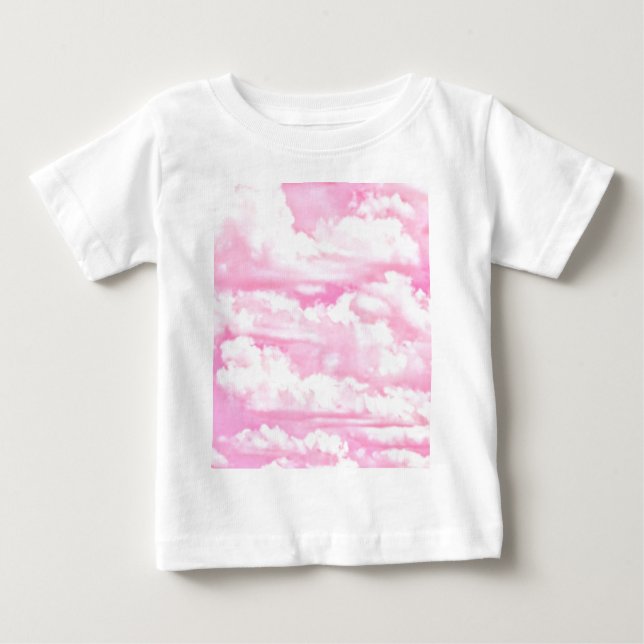 T-shirt Pour Bébé Nuages Festifs Rose (Devant)
