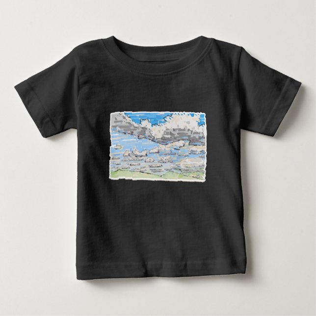 T-shirt Pour Bébé Nuageux (Devant)