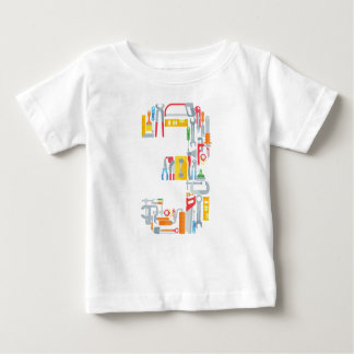 T-shirt Pour Bébé Numéro 3 Outils de construction 3 ans