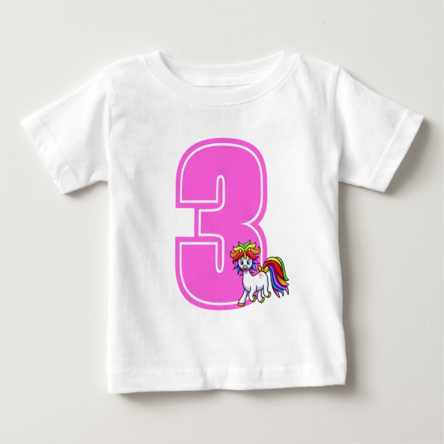 T-shirt Pour Bébé Numéro de licorne personnalisée T-shirt bébé (Devant)