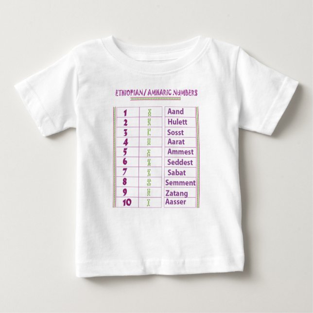 T-shirt Pour Bébé Numéros éthiopien/amharique (Devant)