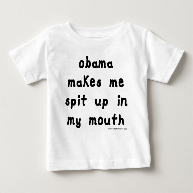 T-shirt Pour Bébé Obama me fait cracher dans la bouche (Devant)