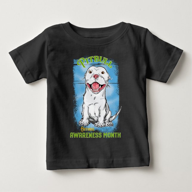 T-shirt Pour Bébé Octobre, Mois de la sensibilisation à Pitbull T-sh (Devant)