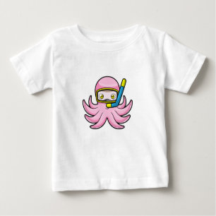 T-shirt Pour Bébé Octopus à la plongée avec tuba et lunettes de nata