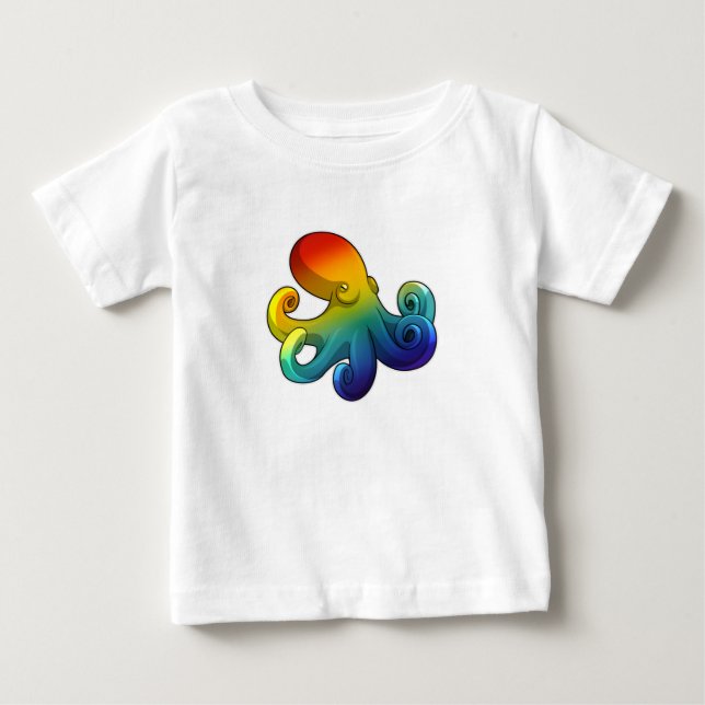 T-shirt Pour Bébé Octopus avec arc-en-ciel (Devant)